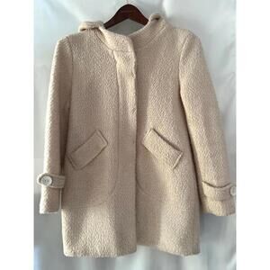 Max Mara Cream Wool Hooded Coat, Size XL